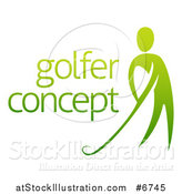 Vector Illustration of a Gradient Green Man Putting a Golf Club with Sample Text by AtStockIllustration