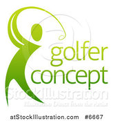 Vector Illustration of a Gradient Green Man Swinging a Golf Club with Sample Text by AtStockIllustration