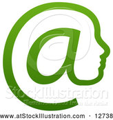 Vector Illustration of a Gradient Green Profiled Face in an Email Arobase at Symbol by AtStockIllustration