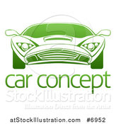 Vector Illustration of a Gradient Green Sports Car over Sample Text by AtStockIllustration