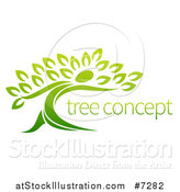 Vector Illustration of a Gradient Green Tree Man with Sample Text by AtStockIllustration
