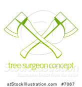 Vector Illustration of a Gradient Green Tree Surgeon Logo of Crossed Axes over Sample Text by AtStockIllustration