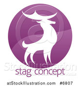 Vector Illustration of a Gradient Purple Deer Stag Circle over Sample Text by AtStockIllustration