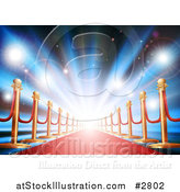 Vector Illustration of a Grand Entrance 3d Red Carpet Leading into the Future with Flares and Bright Light by AtStockIllustration