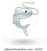 Vector Illustration of a Gray Fish Hooked on a Fisherman's Line by AtStockIllustration
