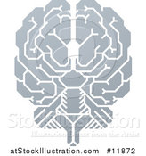 Vector Illustration of a Gray Human Brain with Electrical Circuits by AtStockIllustration