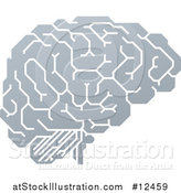 Vector Illustration of a Gray Human Brain with Electrical Circuits by AtStockIllustration