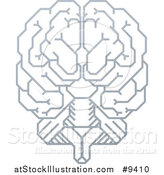 Vector Illustration of a Grayscale Gradient Human Brain with Electrical Circuits by AtStockIllustration