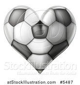 Vector Illustration of a Grayscale Heart Shaped Soccer Ball by AtStockIllustration