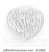 Vector Illustration of a Grayscale Love Heart with Happy Mothers Day Text Inside by AtStockIllustration