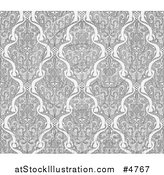 Vector Illustration of a Grayscale Seamless Art Nouveau Pattern by AtStockIllustration