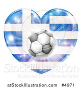 Vector Illustration of a Greek Flag Heart and Soccer Ball by AtStockIllustration