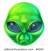 Vector Illustration of a Green Alien Face by AtStockIllustration