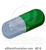 Vector Illustration of a Green and Gray Capsule Pill by AtStockIllustration