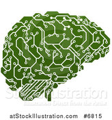 Vector Illustration of a Green Artificial Intelligence Circuit Board Brain by AtStockIllustration