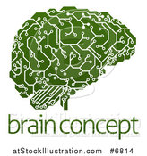 Vector Illustration of a Green Artificial Intelligence Circuit Board Brain over Sample Text by AtStockIllustration