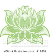 Vector Illustration of a Green Blooming Lotus Flower by AtStockIllustration