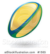 Vector Illustration of a Green, Blue and Yellow Rugby Ball by AtStockIllustration