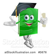 Vector Illustration of a Green Book Mascot Graduate by AtStockIllustration