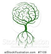Vector Illustration of a Green Brain Tree with a Roots by AtStockIllustration
