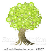 Vector Illustration of a Green Circle Foilage Tree with a Twisting Trunk by AtStockIllustration