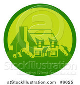 Vector Illustration of a Green Country Cottage House in a Circle by AtStockIllustration