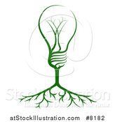 Vector Illustration of a Green Electric Light Bulb Tree and Roots by AtStockIllustration