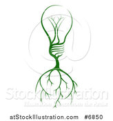 Vector Illustration of a Green Electric Light Bulb Tree with Roots by AtStockIllustration
