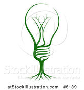 Vector Illustration of a Green Light Bulb with Tree Roots by AtStockIllustration