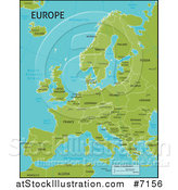 Vector Illustration of a Green Map of Europe with Country Names and Capital Cities by AtStockIllustration
