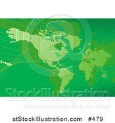 Vector Illustration of a Green Map of the Americas and Europe by AtStockIllustration