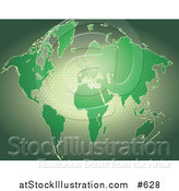 Vector Illustration of a Green Map of the World with a Honeycomb Pattern by AtStockIllustration