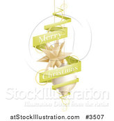 Vector Illustration of a Green Merry Christmas Banner with Ornaments by AtStockIllustration