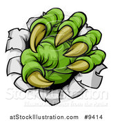 Vector Illustration of a Green Monster Claw Ripping Through Metal with Sharp Talons by AtStockIllustration