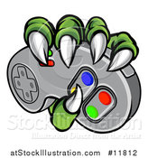Vector Illustration of a Green Monster Claws Gripping a Video Game with a Controller by AtStockIllustration