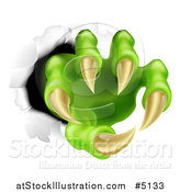 Vector Illustration of a Green Monster Claws Ripping Through Metal by AtStockIllustration