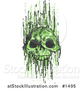 Vector Illustration of a Green Pixel Skull Virus by AtStockIllustration