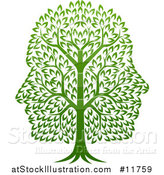 Vector Illustration of a Green Tree with Profiled Faces in the Canopy by AtStockIllustration