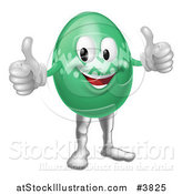 Vector Illustration of a Green Zig Zag Easter Egg Mascot Holding Two Thumbs up by AtStockIllustration