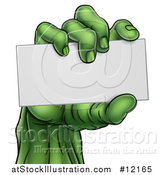 Vector Illustration of a Green Zombie Hand Holding a Blank Business Card by AtStockIllustration