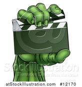 Vector Illustration of a Green Zombie Hand Holding a Clapperboard by AtStockIllustration