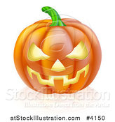 Vector Illustration of a Grinning Carved Halloween Jack O Lantern Pumpkin and Reflection by AtStockIllustration