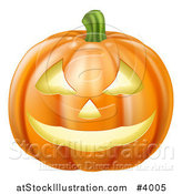 Vector Illustration of a Grinning Carved Halloween Pumpkin by AtStockIllustration