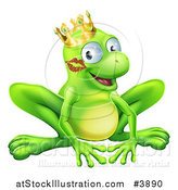 Vector Illustration of a Grinning Frog Prince with a Lipstick Kiss on His Cheek by AtStockIllustration