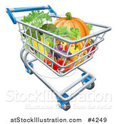 Vector Illustration of a Grocery Store Shopping Cart Full of Vegetables by AtStockIllustration