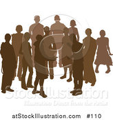 Vector Illustration of a Group of Silhouetted Brown People by AtStockIllustration