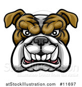 Vector Illustration of a Growling Aggressive Bulldog Mascot Face by AtStockIllustration