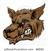 Vector Illustration of a Growling Brown Wolf Head by AtStockIllustration