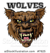 Vector Illustration of a Growling Brown Wolf Mascot Head and Text by AtStockIllustration