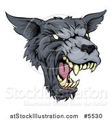 Vector Illustration of a Growling Fierce Wolf Mascot Head by AtStockIllustration
